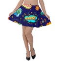 bada boom pattern Velvet Skater Skirt View1