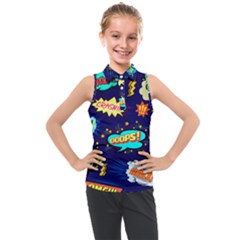 Bada Boom Pattern Kids  Sleeveless Polo Tee