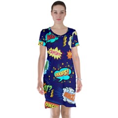 Bada Boom Pattern Short Sleeve Nightdress by designsbymallika