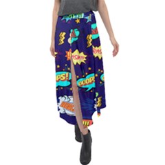 Bada Boom Pattern Velour Split Maxi Skirt by designsbymallika