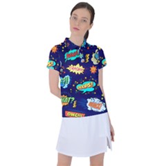 Bada Boom Pattern Women s Polo Tee