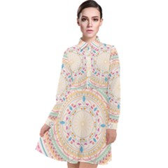 Mandala Pattern Long Sleeve Chiffon Shirt Dress by designsbymallika