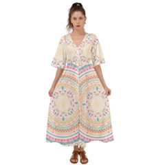 Mandala Pattern Kimono Sleeve Boho Dress