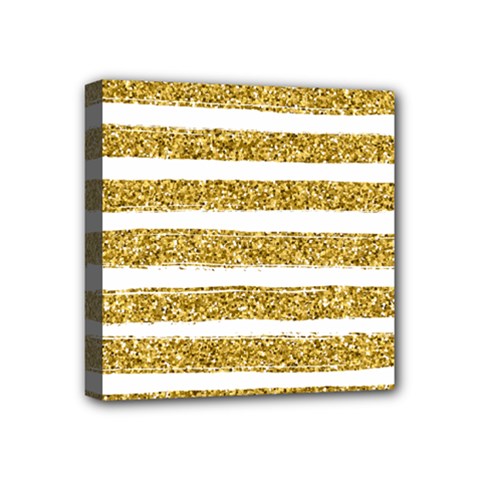 Golden Stripes Mini Canvas 4  X 4  (stretched) by designsbymallika