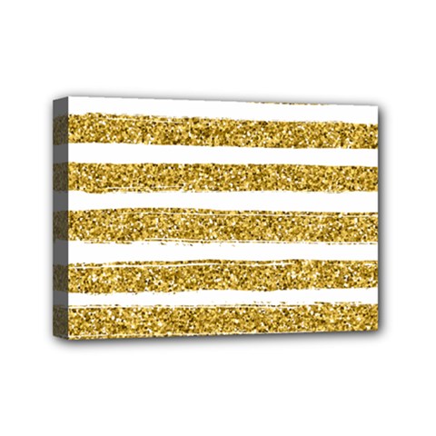 Golden Stripes Mini Canvas 7  X 5  (stretched) by designsbymallika