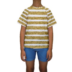 Golden Stripes Kids  Short Sleeve Swimwear by designsbymallika