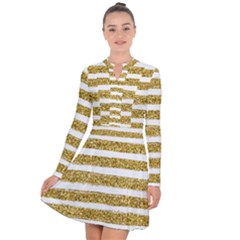 Golden Stripes Long Sleeve Panel Dress