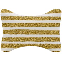 Golden Stripes Seat Head Rest Cushion by designsbymallika