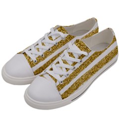 Golden Stripes Women s Low Top Canvas Sneakers by designsbymallika