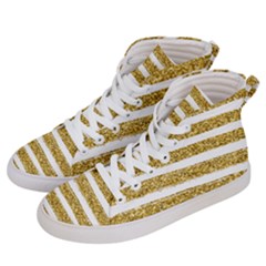 Golden Stripes Men s Hi-top Skate Sneakers by designsbymallika