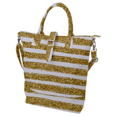 Golden Stripes Buckle Top Tote Bag by designsbymallika