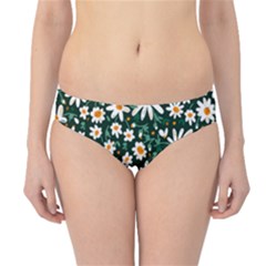 White Floral Pattern Hipster Bikini Bottoms