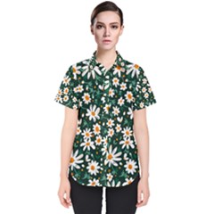 White Floral Pattern Women s Short Sleeve Shirt