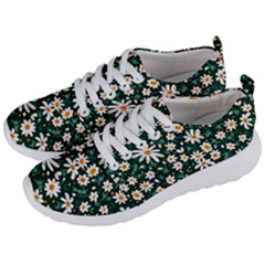 White Floral Pattern Men s Lightweight Sports Shoes by designsbymallika