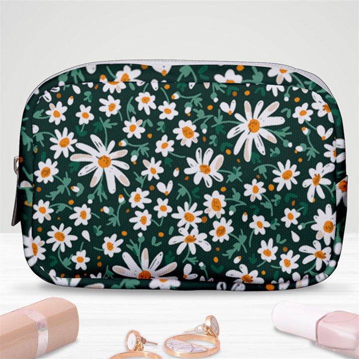 white floral pattern Make Up Pouch (Small)