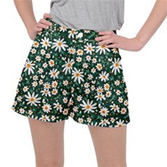 White Floral Pattern Ripstop Shorts by designsbymallika