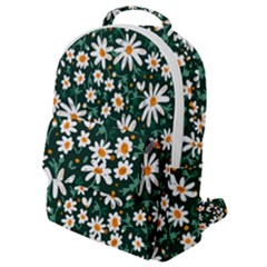 White Floral Pattern Flap Pocket Backpack (small) by designsbymallika