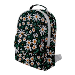 White Floral Pattern Flap Pocket Backpack (large) by designsbymallika