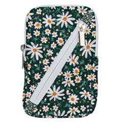 White Floral Pattern Belt Pouch Bag (large)