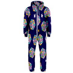 Cube Pattern Hooded Jumpsuit (men)  by designsbymallika