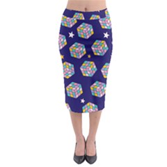 Cube Pattern Midi Pencil Skirt by designsbymallika