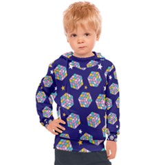 Cube Pattern Kids  Hooded Pullover