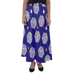 Cube Pattern Flared Maxi Skirt by designsbymallika