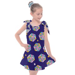 Cube Pattern Kids  Tie Up Tunic Dress by designsbymallika