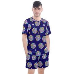 Cube Pattern Men s Mesh Tee And Shorts Set