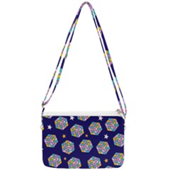 Cube Pattern Double Gusset Crossbody Bag