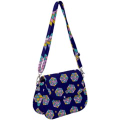 Cube Pattern Saddle Handbag by designsbymallika