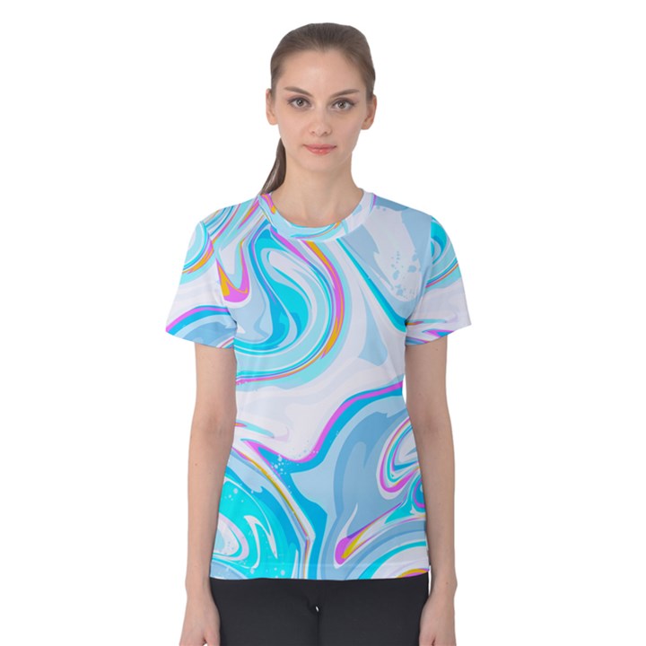 blue marble print Women s Cotton Tee