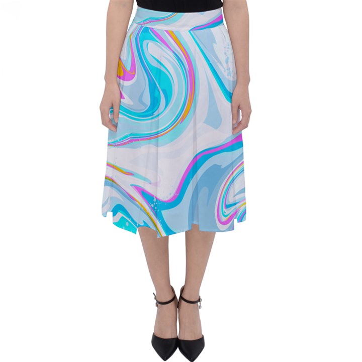 blue marble print Classic Midi Skirt