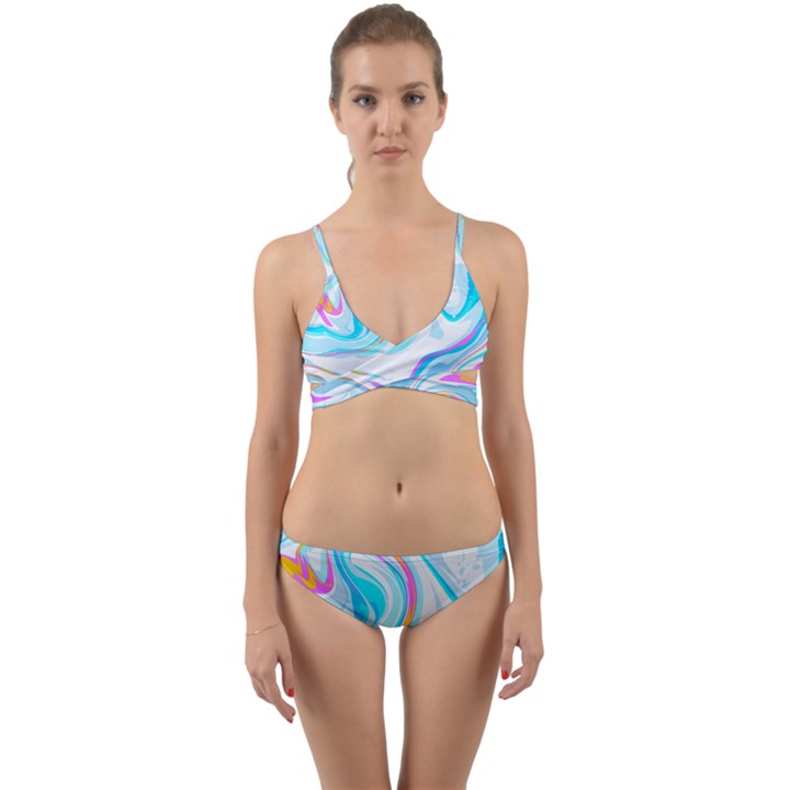 blue marble print Wrap Around Bikini Set