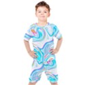 blue marble print Kids  Tee and Shorts Set View1