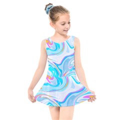 Blue Marble Print Kids  Skater Dress Swimsuit by designsbymallika