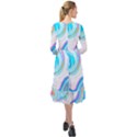 blue marble print Ruffle End Midi Chiffon Dress View2