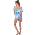 blue marble print Frill Detail One Piece Swimsuit View2