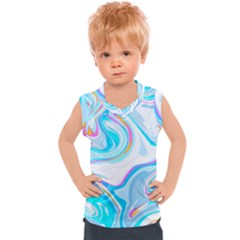 Blue Marble Print Kids  Sport Tank Top