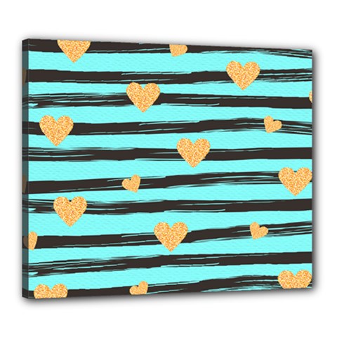 Stripes Heart Pattern Canvas 24  X 20  (stretched) by designsbymallika