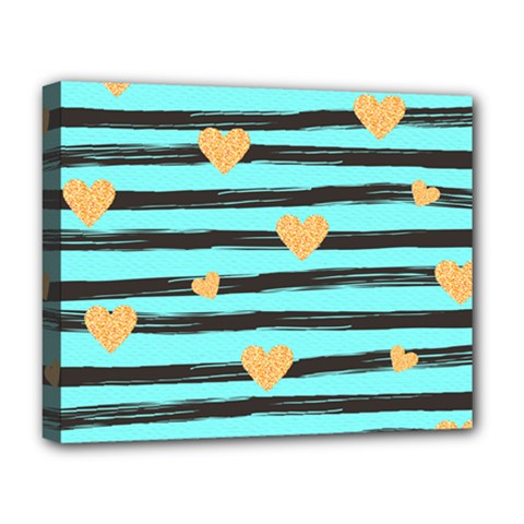 Stripes Heart Pattern Deluxe Canvas 20  X 16  (stretched) by designsbymallika