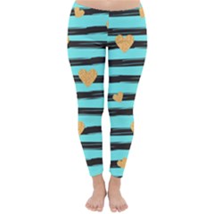 Stripes Heart Pattern Classic Winter Leggings by designsbymallika