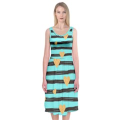 Stripes Heart Pattern Midi Sleeveless Dress by designsbymallika