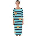 stripes heart pattern Quarter Sleeve Midi Bodycon Dress View1