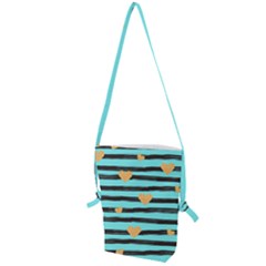 Stripes Heart Pattern Folding Shoulder Bag by designsbymallika