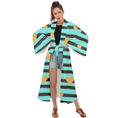 Stripes Heart Pattern Maxi Kimono by designsbymallika