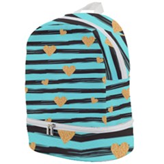 Stripes Heart Pattern Zip Bottom Backpack