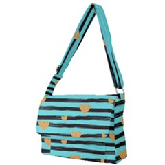 Stripes Heart Pattern Full Print Messenger Bag (l)