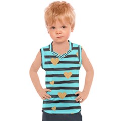 Stripes Heart Pattern Kids  Sport Tank Top