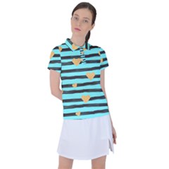 Stripes Heart Pattern Women s Polo Tee